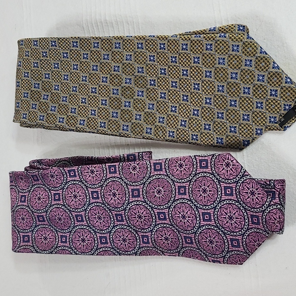 Bruno Piattelli Mens Tie Bundle 2 100% Silk Business Dress Casual 60" EUC